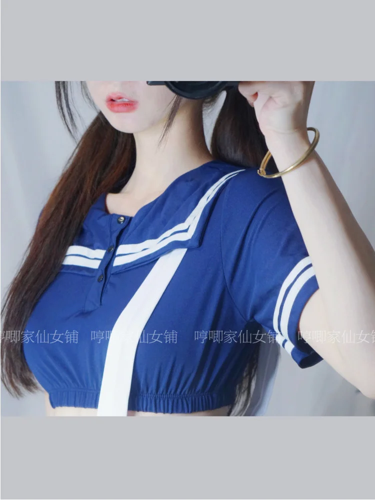 Rok lipit Mini modis untuk wanita, Gaun tali modis manis seksi JK Lolita, Rok lipit Mini + Kaus dua potong, Set peri lucu MB0D