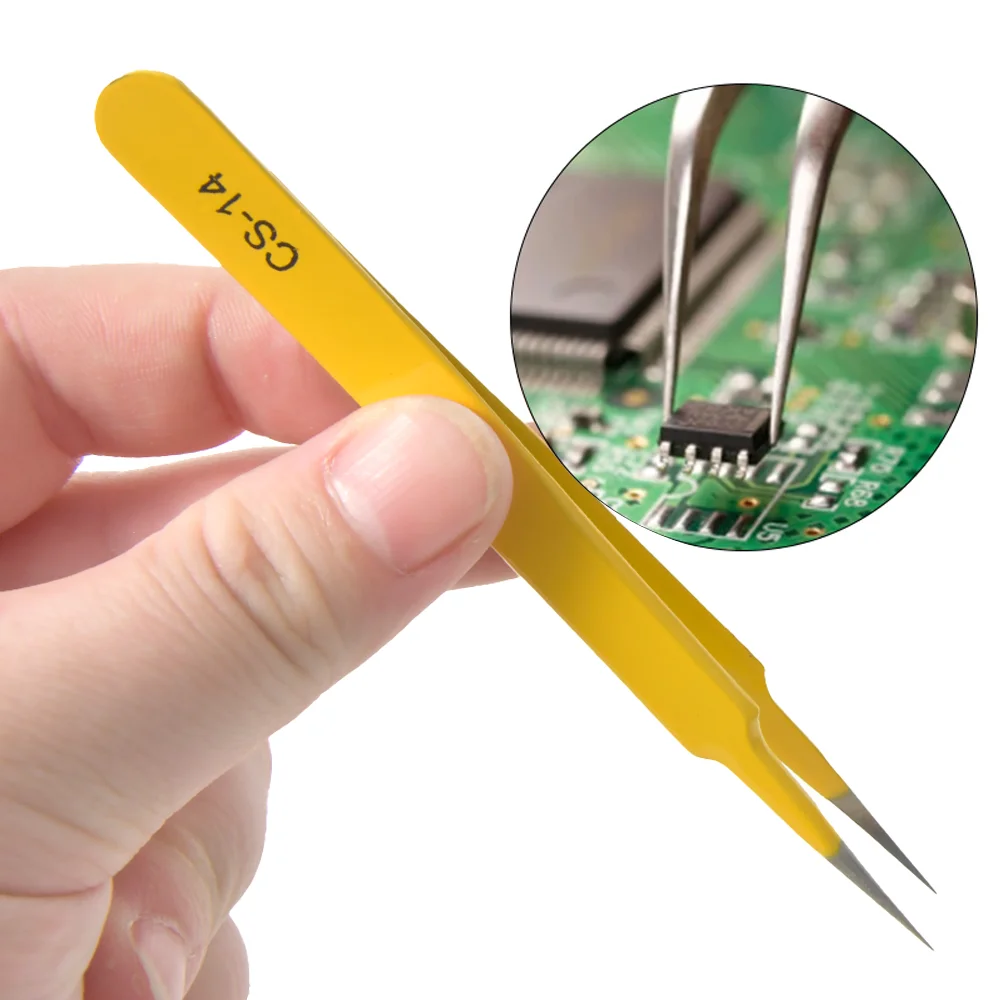 Set di pinzette antistatiche in acciaio inossidabile 1PC per strumento di riparazione del telefono elettronico pinzette per sopracciglia/ciglia