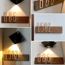 Wood Acrylic digit Modern Nordic Personalized Custom House Number Sign Cut Floating 3D Plaques Outdoor Home Hotel room Decor