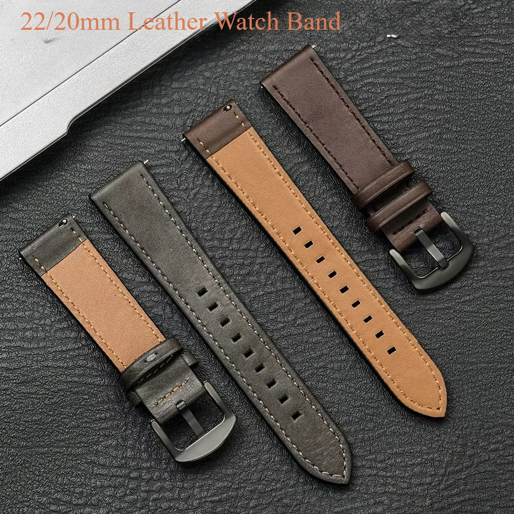 20 mm 22 mm Lederarmband für Samsung Galaxy Watch 6 5 4 40 mm 44 mm Gear Band Vintage Armband für Xiaomi Redmi Watch 3 Lite/Active