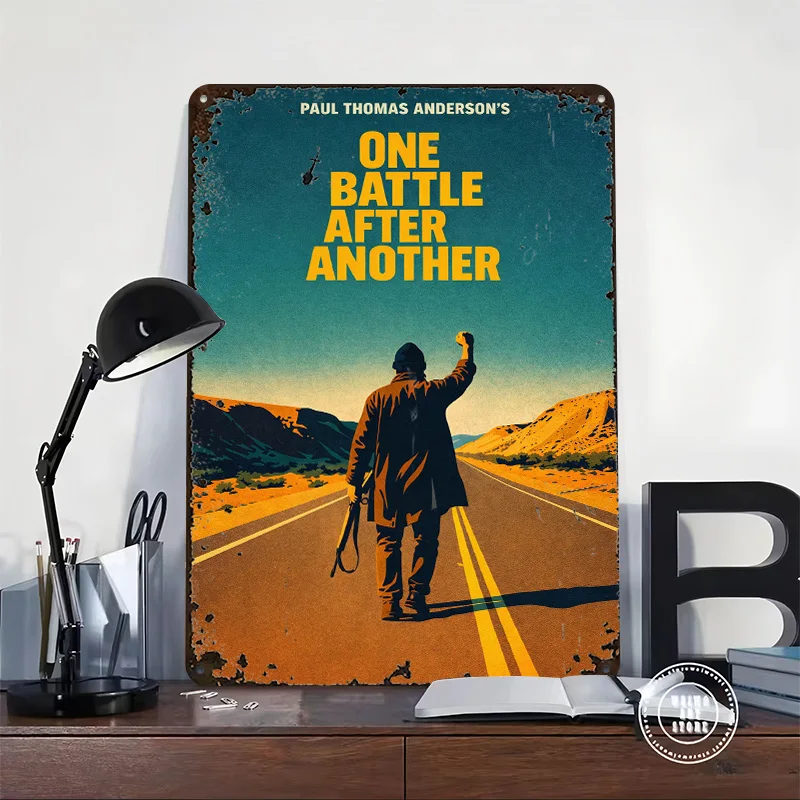 One Battle After Another Movie Tinplate Poster Custom Wall Art Vintage Metal Signs Retro Tin Plaque for Decoration Garage Decor