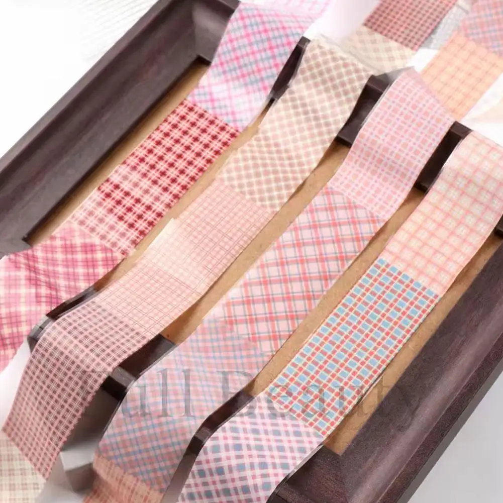 10Rolls/Box Pink Checkered Nail Transfer Paper Nail Transfer Stickers Sexy Lace Flower Full Wraps Nail Decals DIY French Manicu