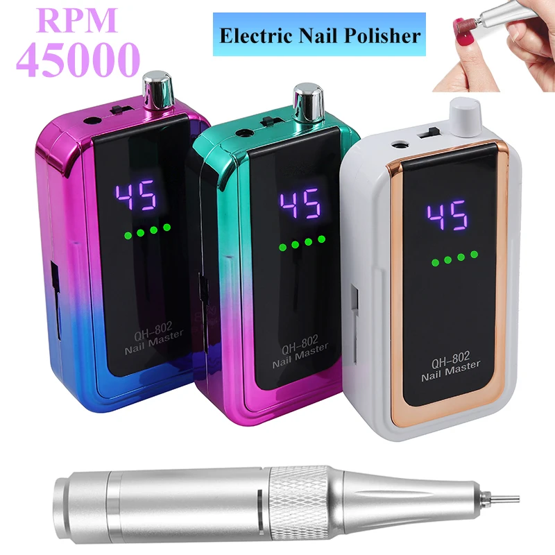 

Новая перезаряжаемая дрель для ногтей, 45000 об/мин, градиент цвета, электрическая дрель для ногтей, шлифовальная машина, малошумная полировальная машина для инструментов для маникюрного салона