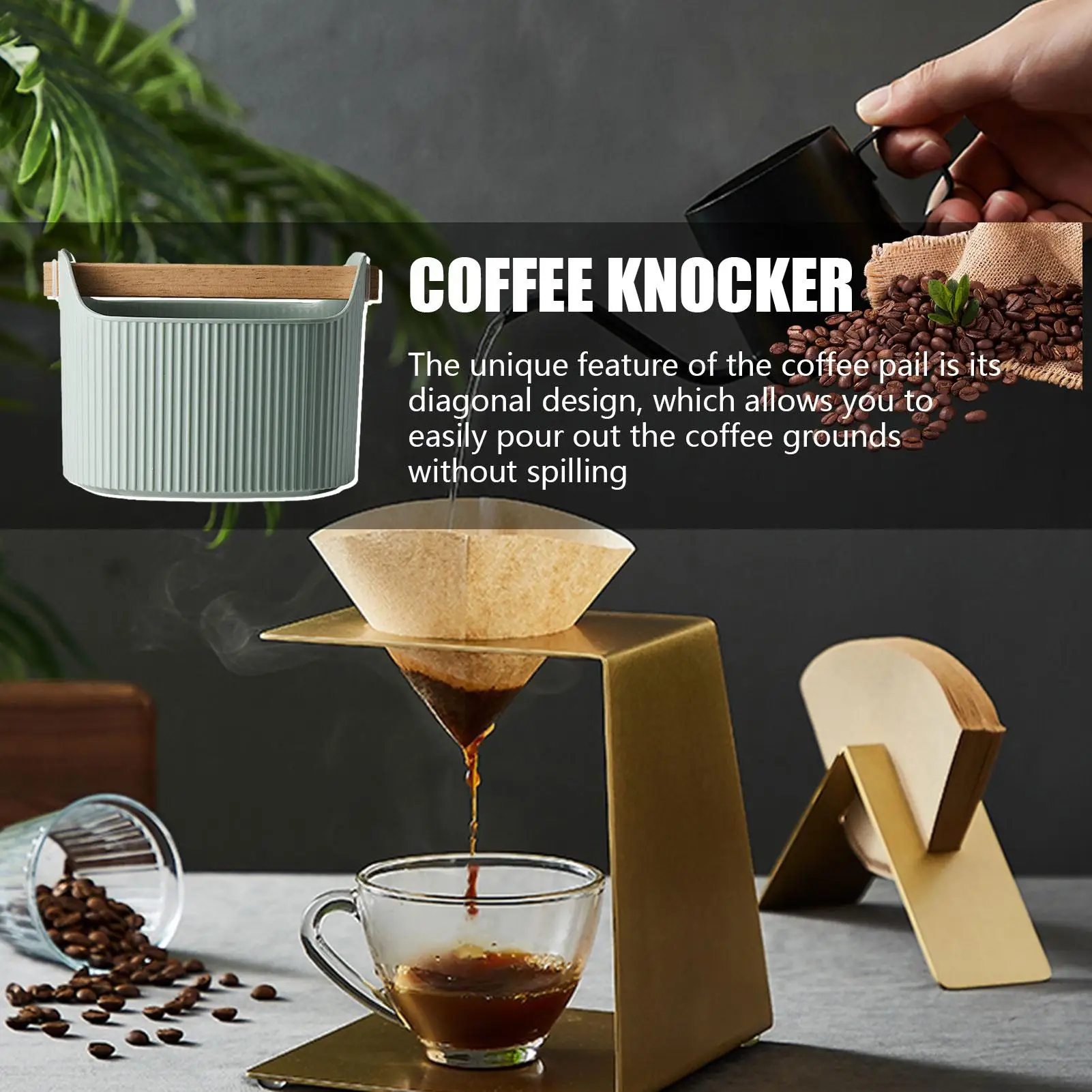New Coffee Grounds Bucket Espresso Trash Can Coffee Grounds With Detachable Knocking Non-slip Base Gift Coffee Grounds Bucket