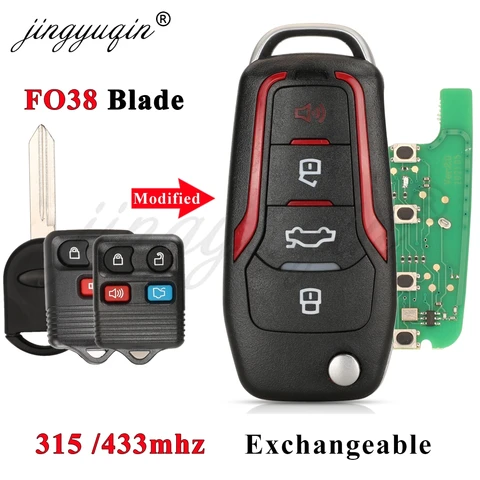 Jingyuqin CWTWB1U331 модифицированный дистанционный автомобильный откидной ключ для Ford F150 Explorer Focus Edge Escape Ranger Mustang Flex Mercury Lincoln
