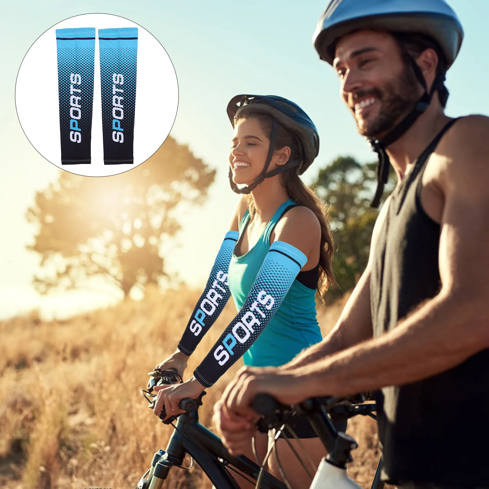 

1Set Ice Silk Sun Protective Arm Sleeves for Outdoor Sports Hiking Cycling Driving Basketball Uv Protection Elbow Support Sleeve