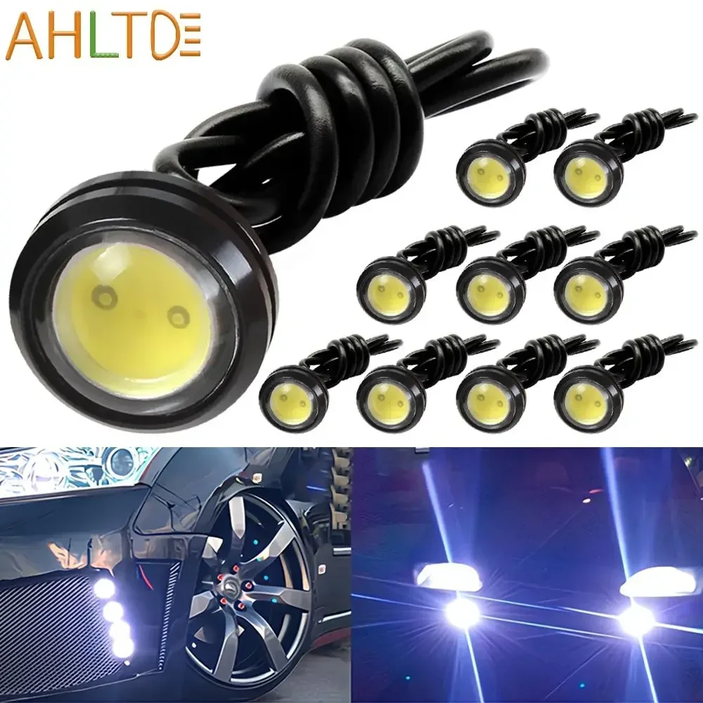 車とオートバイのイーグルアイライト、デイタイムランニングDRL、リバースバックアップパーキングブレーキランプ、デイフォグランプ、18mm、DC 12V、ウインカー、イーグルアイ、穂軸、10個