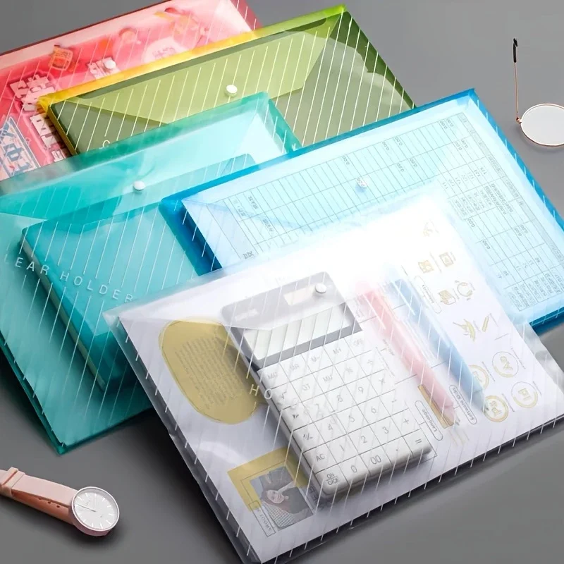 5/20 sztuk wielokolorowych przezroczystych teczek na dokumenty z polipropylenu A4 - trwałe koperty z tworzywa sztucznego PP na artykuły szkolne i biurowe