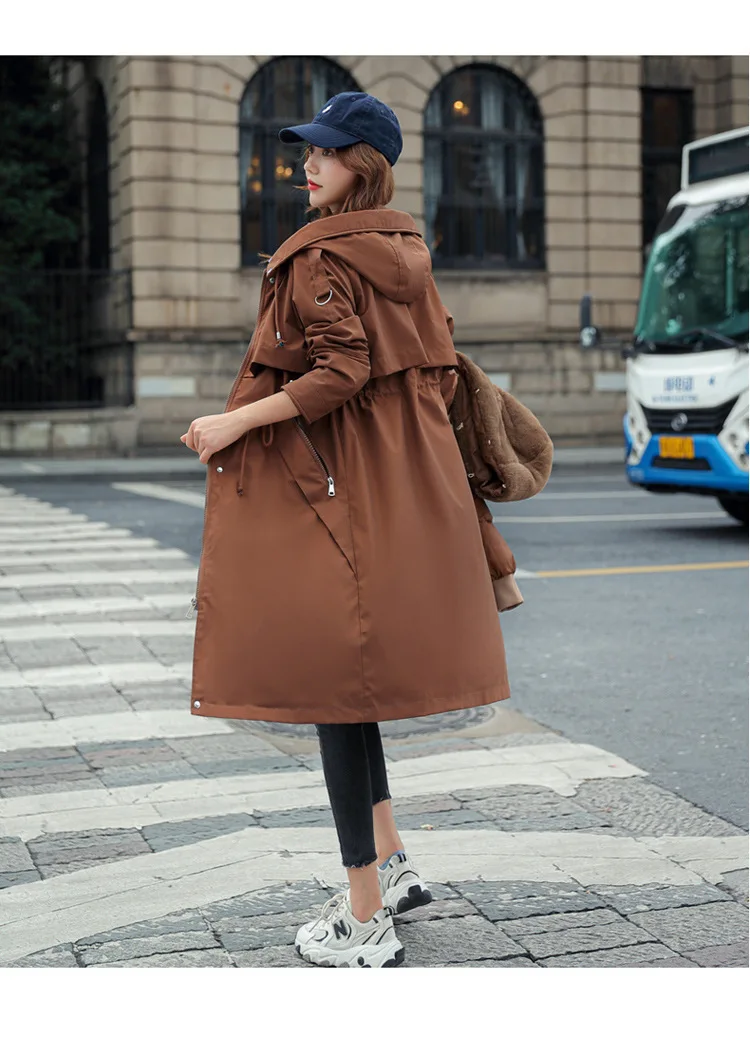 Women Hooded Parkas Coats Long Jackets Solid Detachable Big Fur Lenth Collar Zipper Drawstring Slim Fit Thick Casual 2025 Winter