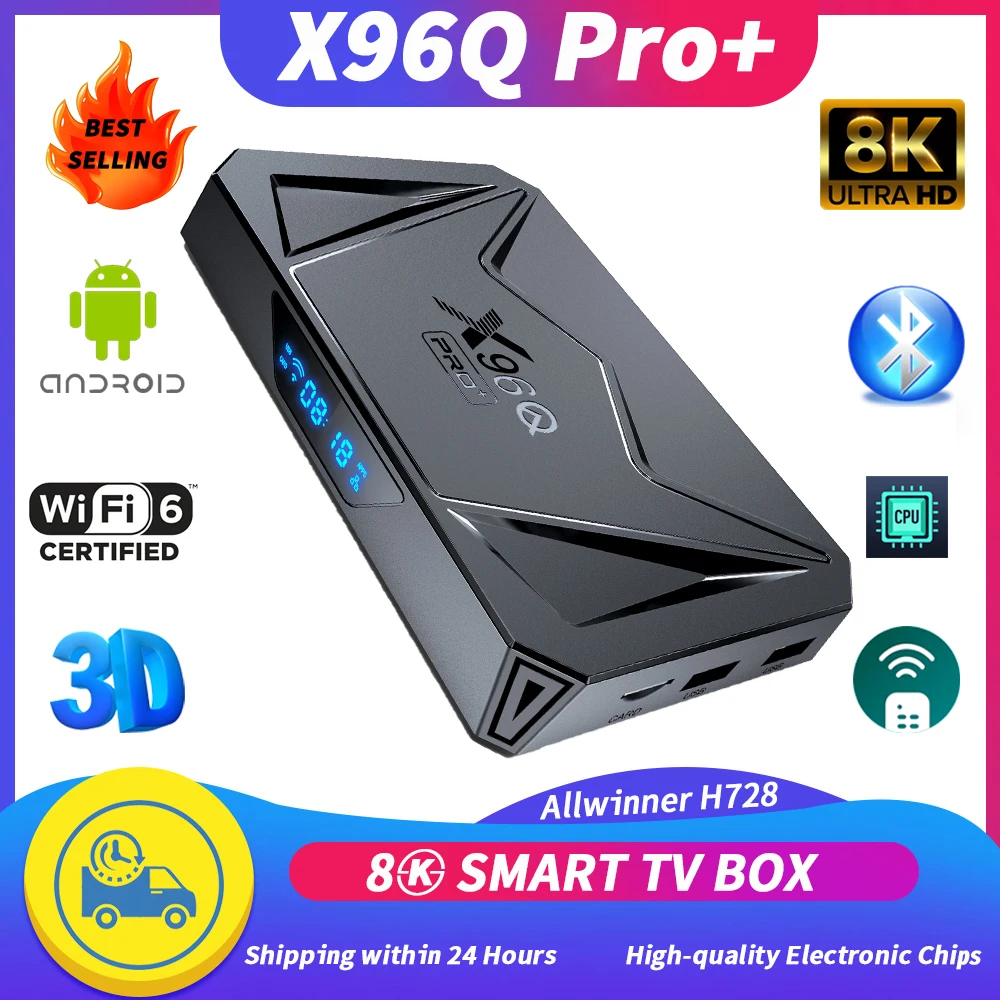 Android 14 Smart TV Box X96Q PRO + 4GB 64GB Allwinner H728 8K @ 24fps رباعي النواة A55 1000M إيثرنت Wifi6 Google Player Set Top Box