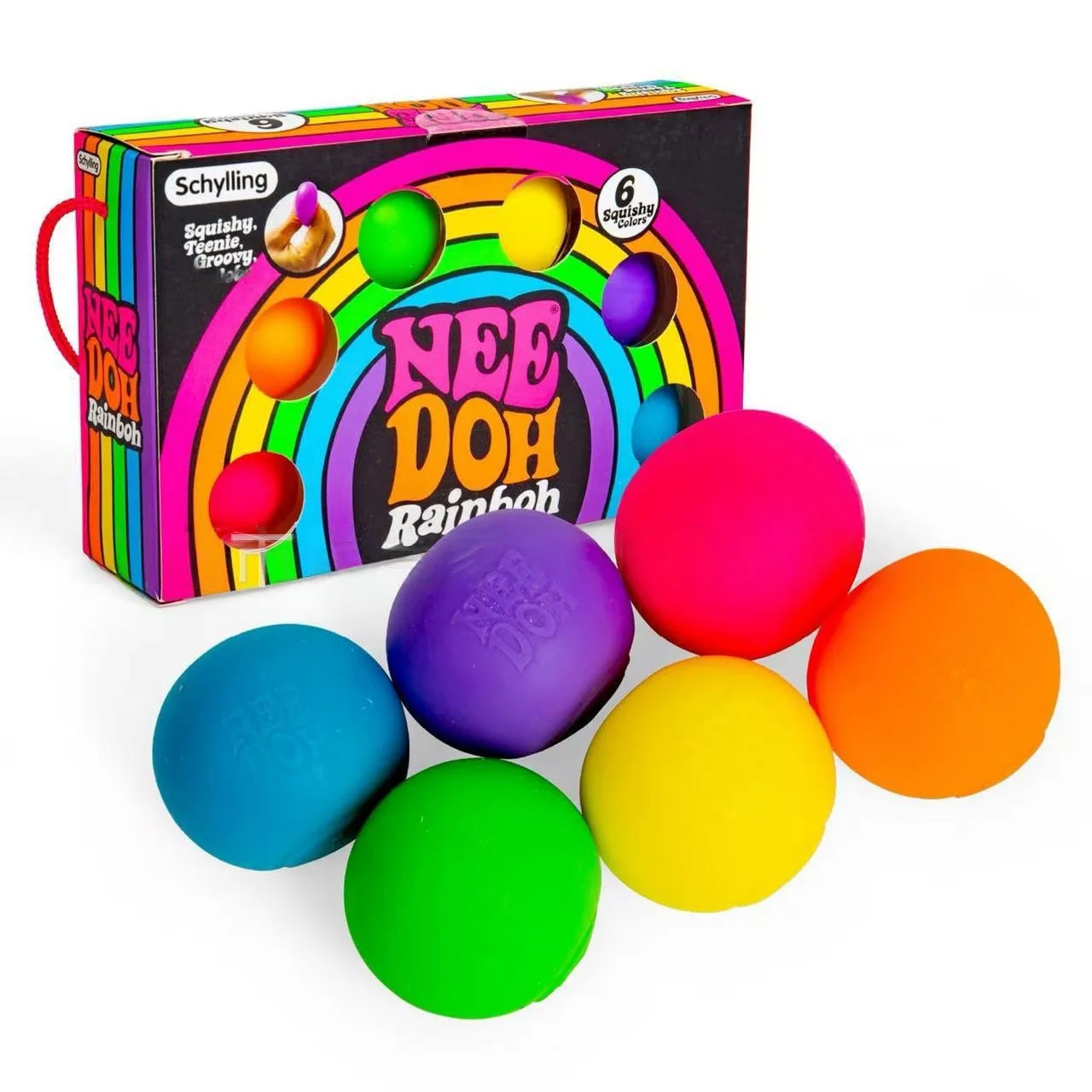 Schylling Rainbow Teenie Nee Doh Stress Balls 6pcs Soft Squishy Toys Anxiety Relief Squeeze Toys For Teenager Calm Mood view 6