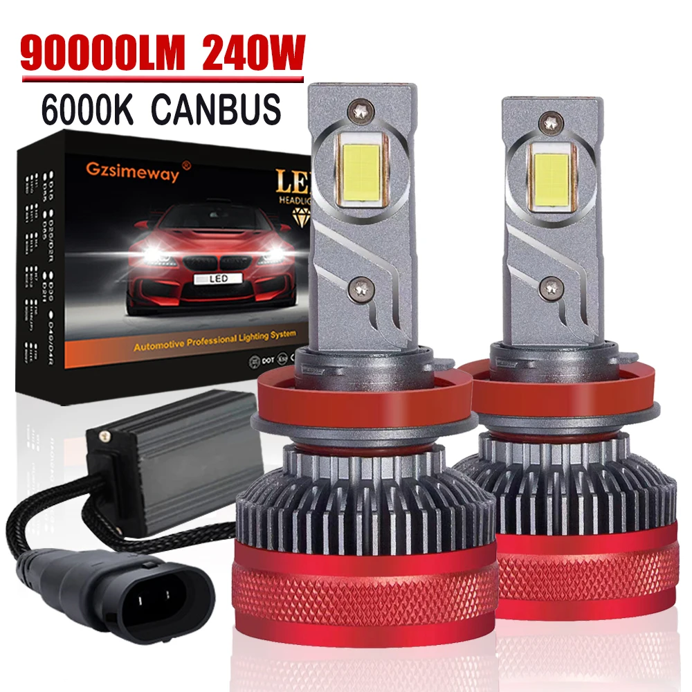 2PCS 240W H7 LED Headlight H4 H1 H8 H9 H11 HB3 HB4 9005 9006 9012 Canbus Car Light Bulbs 90000LM 6000K White Turbo Fog Lamps 12V