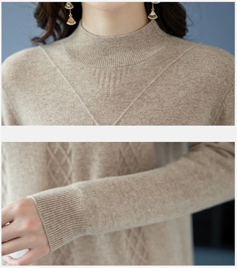 Autumn Winter Women Sweater Pullover New Korean Loose Long-Sleeve Knit Sweater Mid-length Bottoming Sweaters Female Clothes Tops