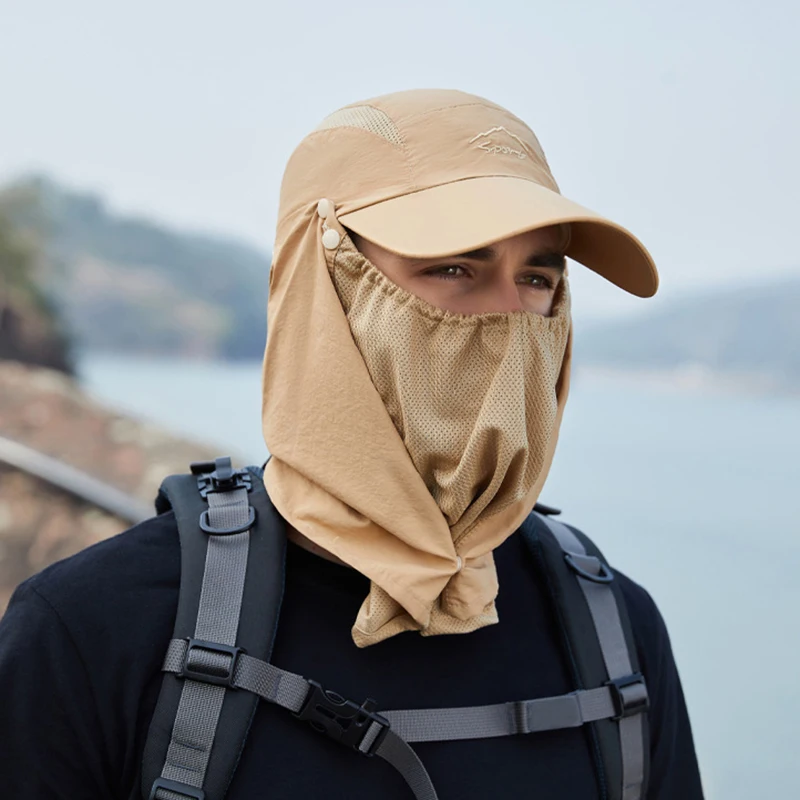 التجفيف السريع قبعة بيسبول الصيف الأشعة فوق البنفسجية حماية قبعات للحماية من الشمس للرجال النساء في الهواء الطلق انفصال شال المشي لمسافات طويلة قبعة الصيد #5