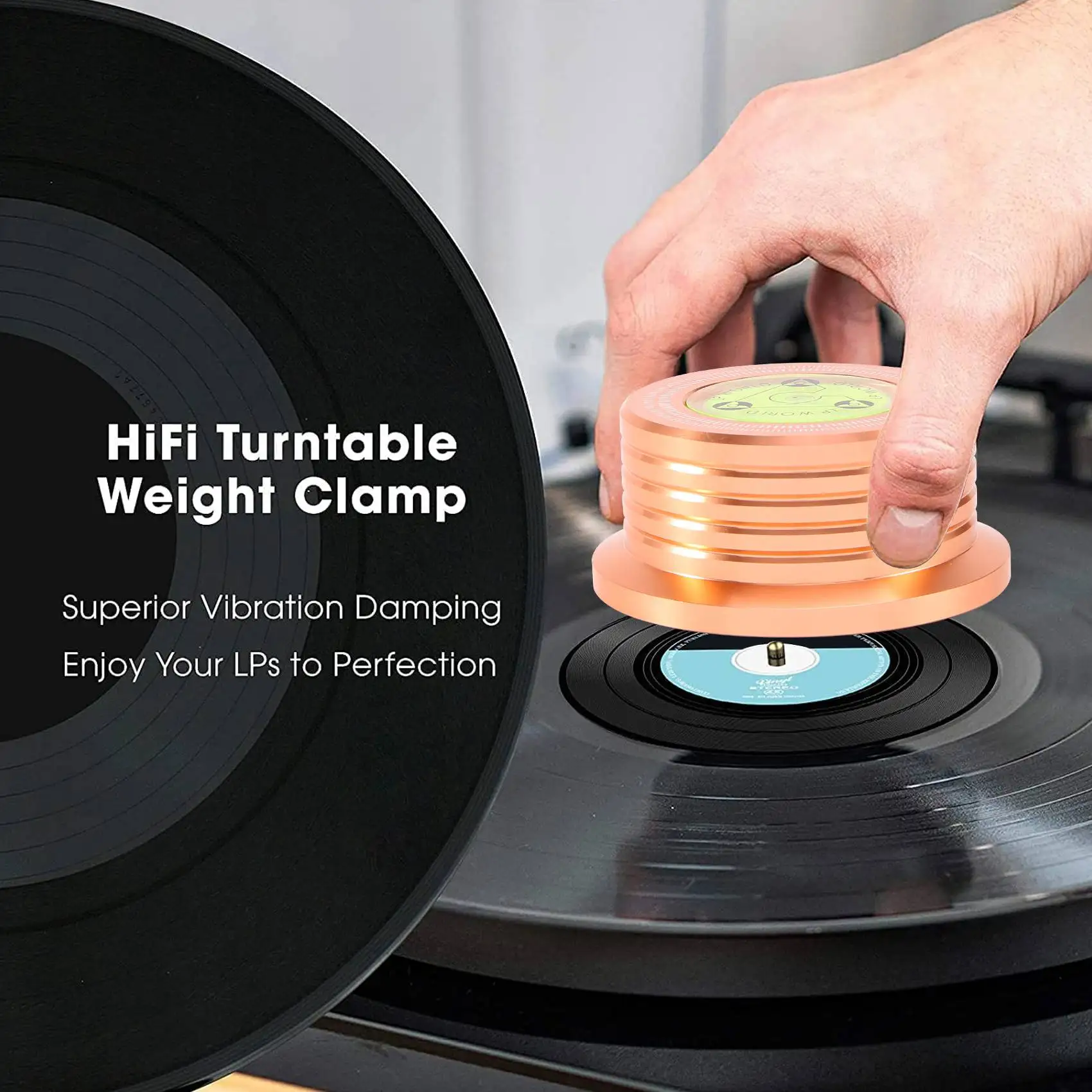 Universele 60Hz Lp Vinyl Platenschijf Draaitafelstabilisator Aluminium Gewicht Klem Rose Goud