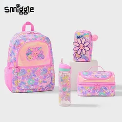 Australian Smiggle Backpack for Girls Large Capacity Primary Pink Sunflower School Bag Cute Lunch Bag Pencil Case Wallet