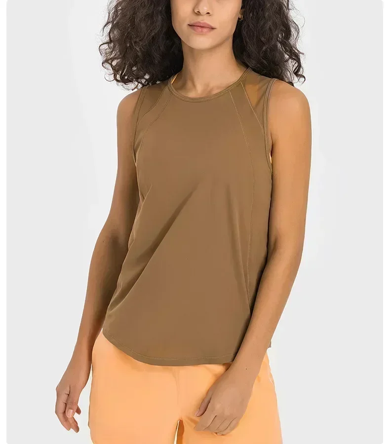 Zitrone Hüft länge Sculpt Tank Top schweiß ableitende klassische Passform ärmellose Hemden Vier-Wege-Stretch-Mesh leichte Lauf-Turn weste