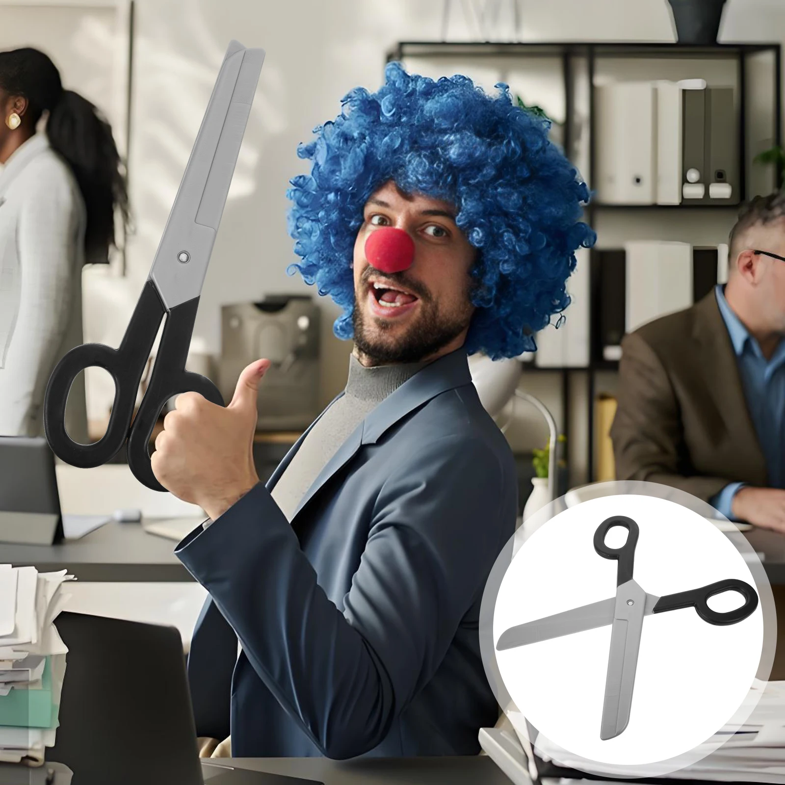 กรรไกรตัวตลกขนาดใหญ่ อุปกรณ์ประกอบฉากพลาสติก กรรไกรปลอม สำหรับตกแต่งงานปาร์ตี้บนเวที อุปกรณ์คอสเพลย์ อุปกรณ์แสดงโชว์ แกล้งคน ของเล่นแปลกใหม่