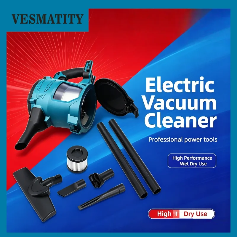 Vesmatity Portable Cordless Electric Vacuum Cleaner Handheld Dust Carpet Collector Machine for Makita 18V Battery Pro