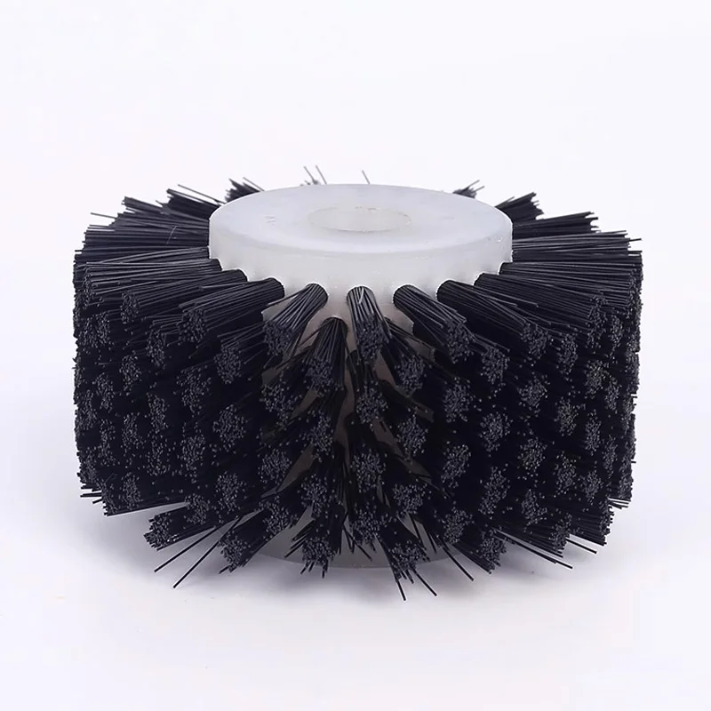 Black Industrial Machine Nylon Wire Wheel Brush Deburring Abrasive Cleaning Brush for Polishing Hollow Cylinder Dust Removal