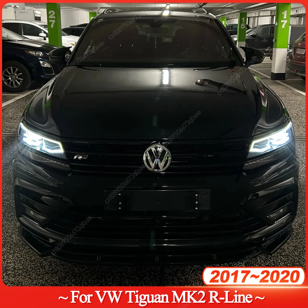 3PCS Front Bumper Splitter Lip For VW Volkswagen Tiguan MK2 R-Line 2017-2020 Spoiler Diffuser Chin Body Kits Gloss Black Tuning