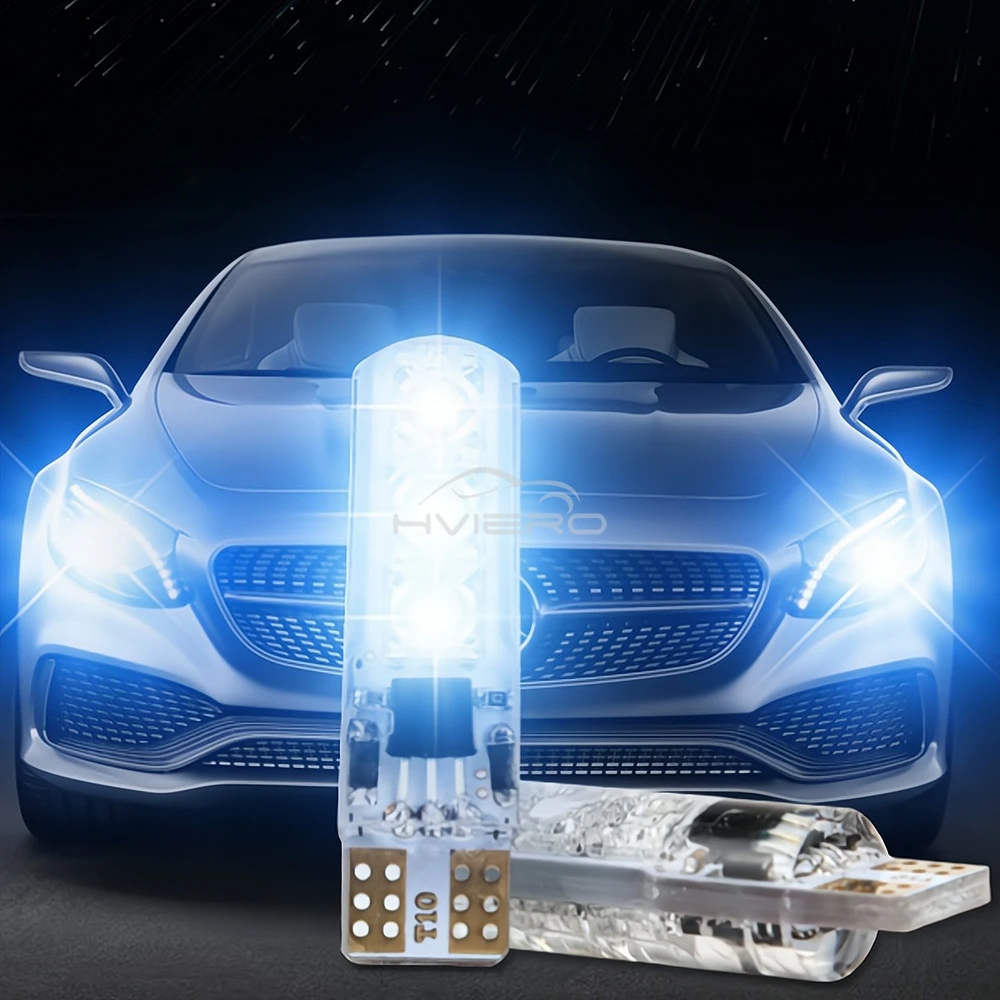 2Pc RGB Car LED Bulb T10 W5W 6SMD Atmosphere Clearance Side Lamp for Door Reading Dome Interior Lighting with Remote Control 12V