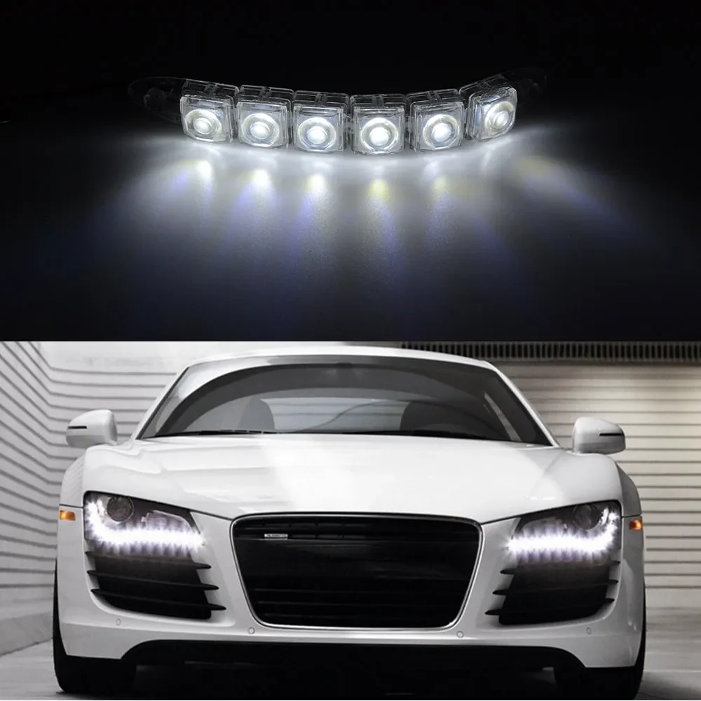 Auto Lamp Car Daytime Running Light Turn Led Lens 8LED Waterproof DRL Daylight White DC 12V 24V HeadLamp Parking Bulb Fog Lights