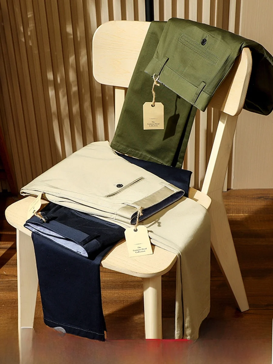 

Busin Casual Slim Fit Men's Spring Summer Lightweight Elastic Plaid Pants Faionable Straight Leg Trousers for Youth