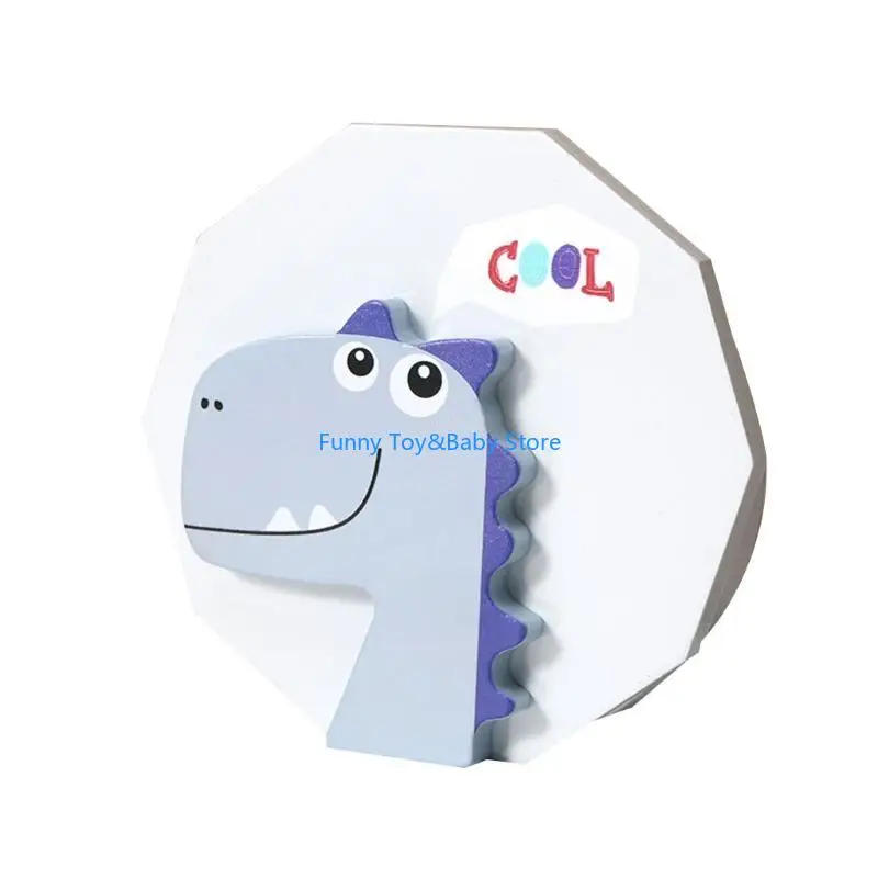 C90B Cartoon Wooden Baby Tooth Box English Milk Teeth Holder Souvenir Storage for Case Box