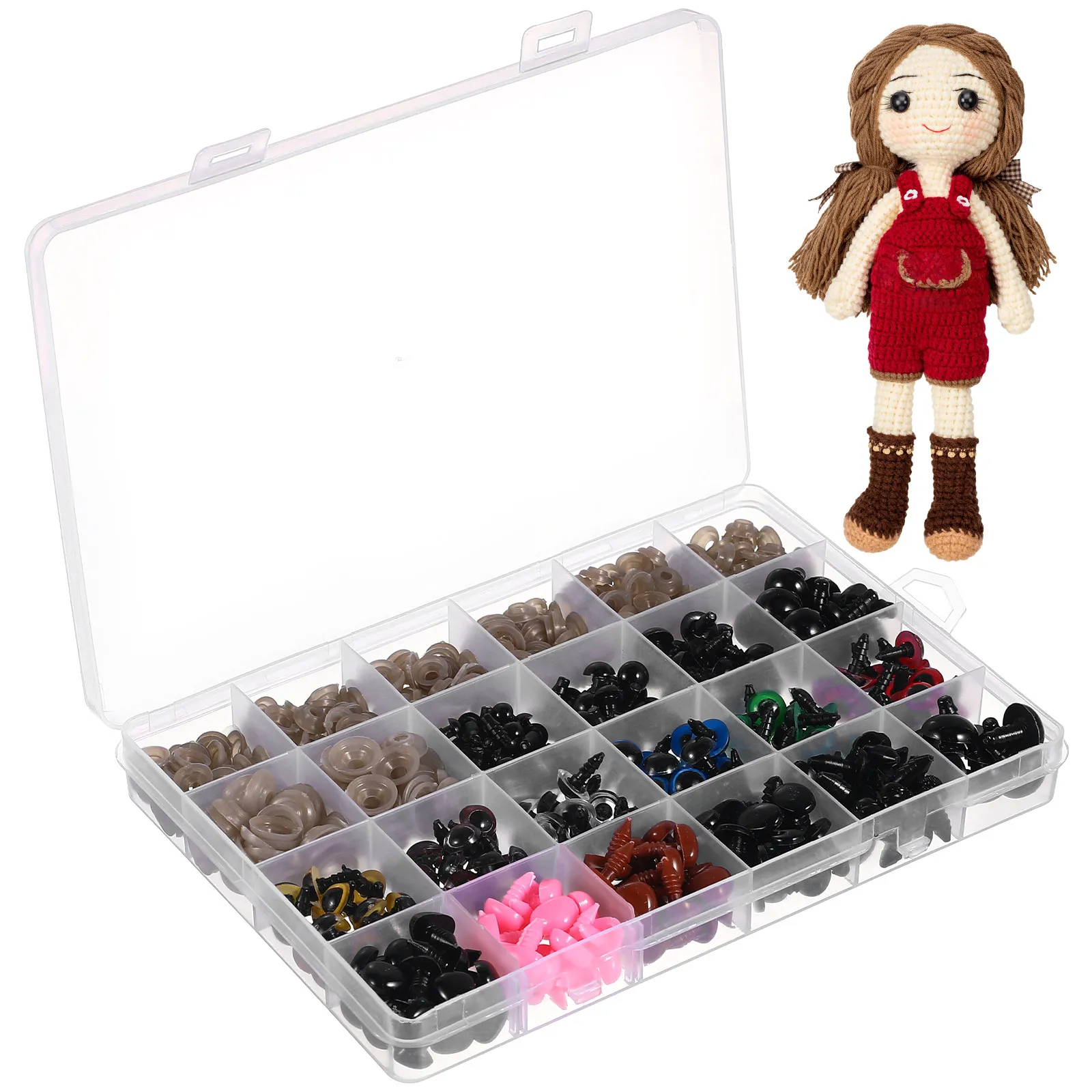 

600Pcs Safety Eyes Eye Nose Set Cute Realistic Plastic Craft Eyes for Crochet Animals Stuffed Crafts Safety for Crochet Animals