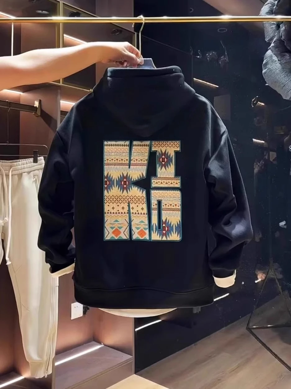 

2025 модная брендовая толстовка с капюшоном в американском стиле для мужчин, новая осенне-зимняя модель, универсальная, свободная и повседневная рубашка с капюшоном