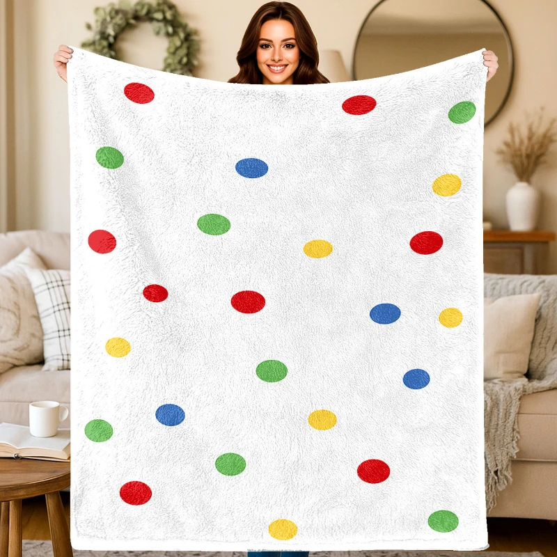 White Background Color Polka Dot Minimal Throw Blanket,Warm Sofa,Bed Lap Cover,Reading Wrap,Birthday Holiday Daily Gifts