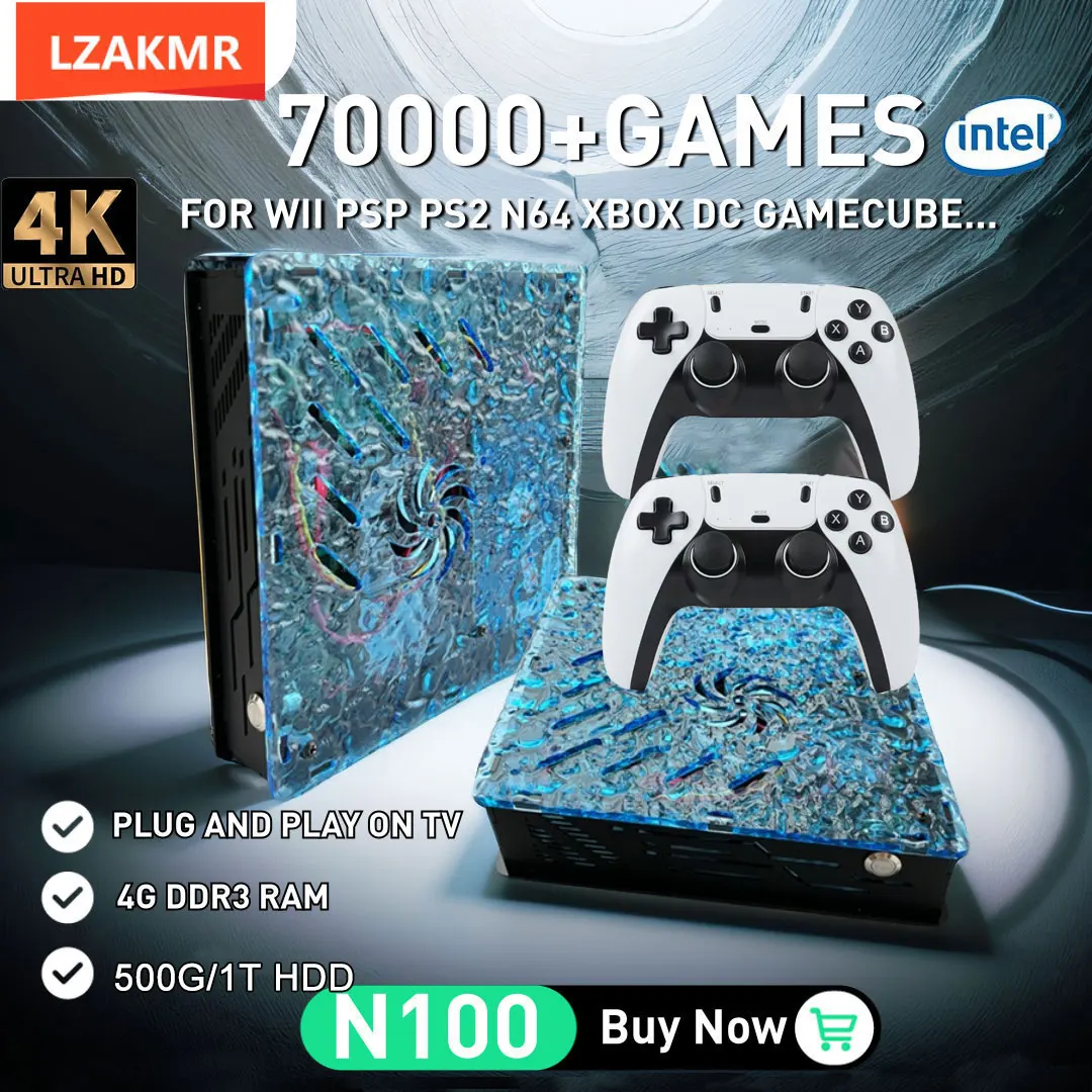 

Игровая консоль LZAKMR Retro X10 с 70000 видеоиграми и 60 эмуляторами для PS2/N64/GAMECUBE/XBOX, с геймпадом, подарок для детей, игровая приставка