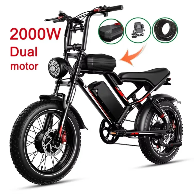 

STLF EU US Warehouse High Quality New Design Vintage Aluminum Alloy off Road Powerful Dual Motor Electric Bicycle Fat Tire Bikes