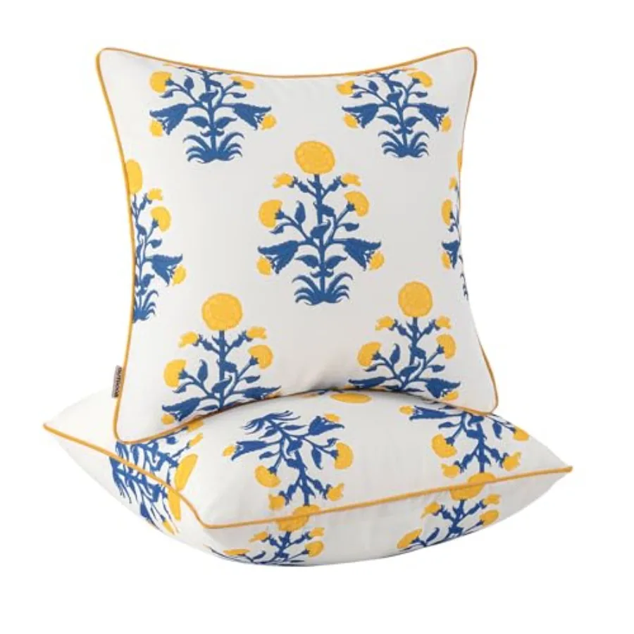 

Декоративные уличные наволочки с цветочным узором и вкладышами, комплект из 2 штук, 18x18, водонепроницаемые, винтажные, устойчивые к выцветанию, для патио, с подушками-вкладышами