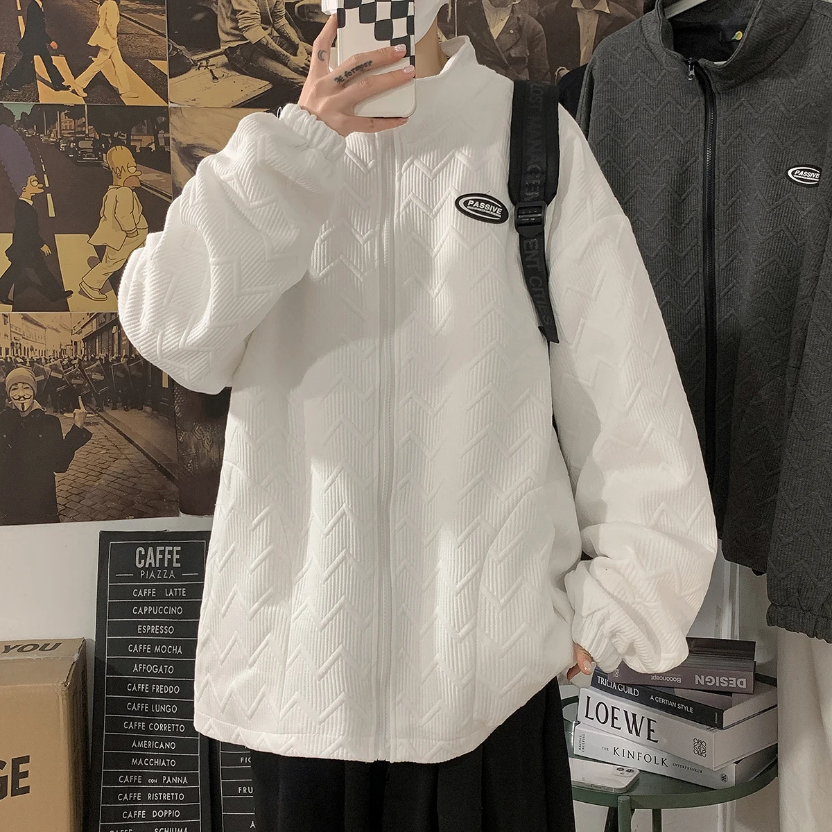 

Мужская толстовка-кардиган на молнии Haome: модная молодежная модель с воротником-стойкой для весны и осени, повседневная спортивная одежда