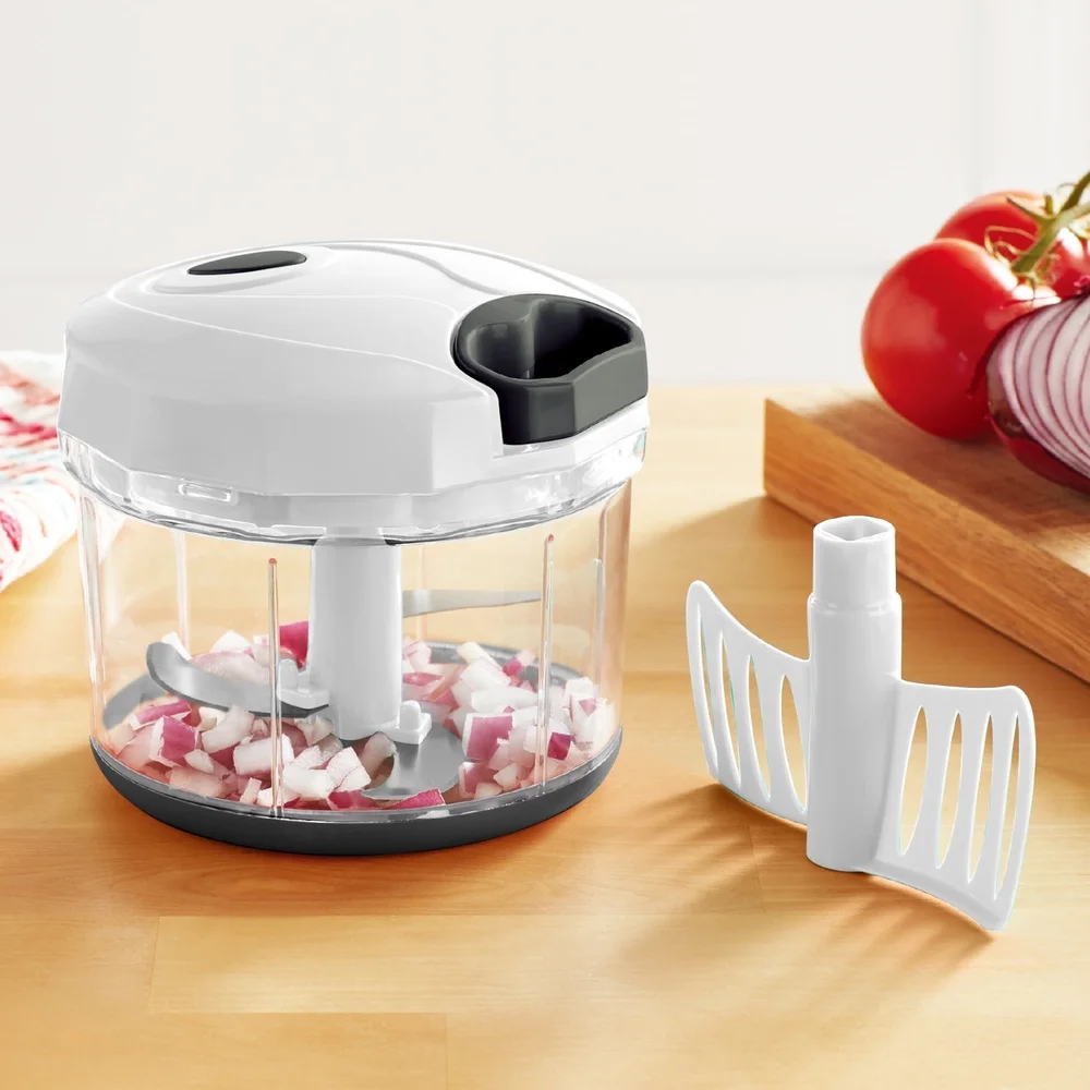 4 pacote 1qt picador de tração rápida com lâminas de aço inoxidável bpa livre material seguro legumes frutas carne fácil limpo