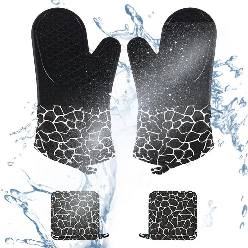 

Silicone Oven Mitts Set Heat Resistant Silicone Oven Mitt And Pot Holder 4 Piece Set Advanced Heat-Resistant Slip-Resistant