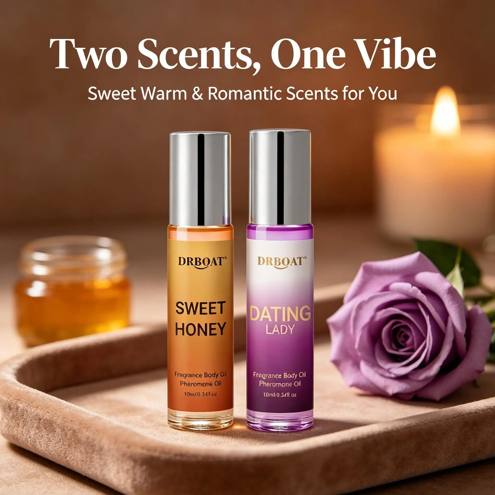 Honey & Date Pheromone Oil - Sweet OUD and Roll On Subtle Perfume Oil, Honey Oud & Date | Romantic Everyday Scent | Long-Lasting