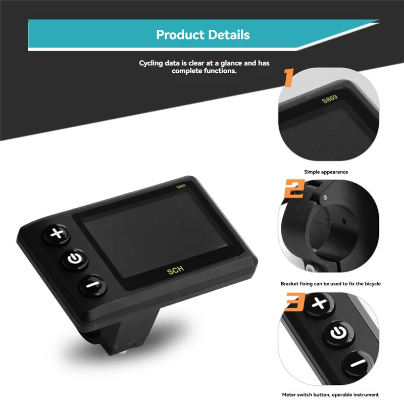 

AX48-S869 Electric Bicycle LCD Display 24V-72V Electric Scooter LCD Color Meter For Mountain Bike LCD Meter Waterproof 5PIN