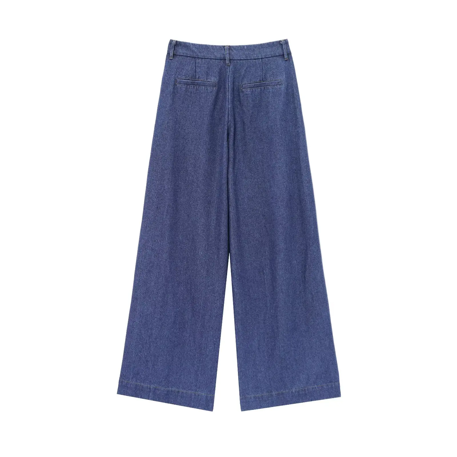

ZBZA Spring New Women's Faion Design Wide Sve irt High Waist Wide Leg Pleated Pants Commute Loose Polyester Fiber