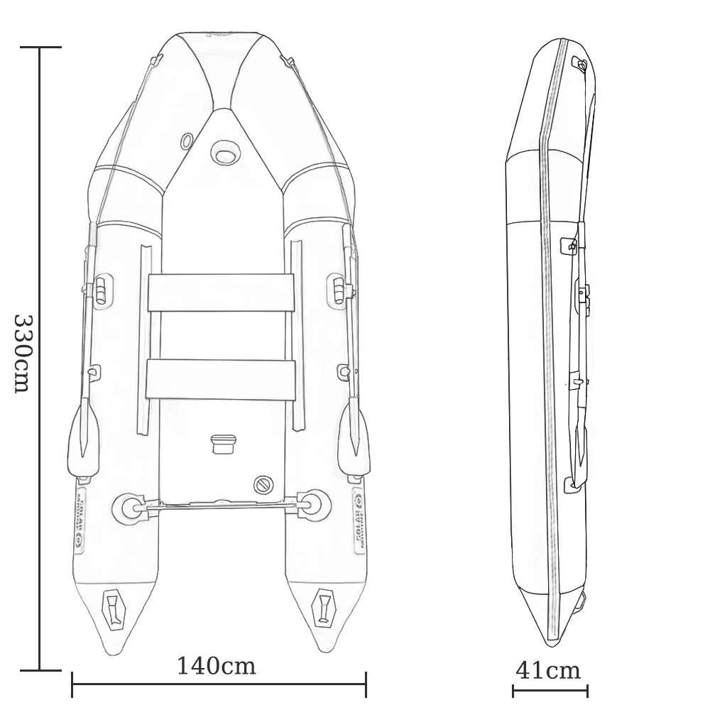 Solar Marine Factory Price 9.8ft 4 Person Inflatable Assault Boat Fishing Kayak Rowing Canoe Luxury Yacht 0.9mm Hull Material