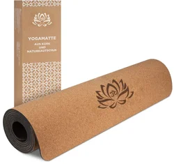 home exercise premium quality custom logo Non-slip Natural Cork Rubber Yoga Mat Set