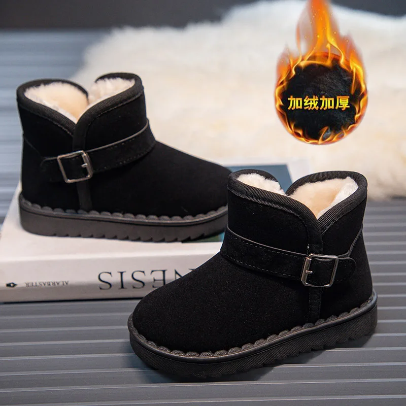 

Men Winter Snow Boots Furry Platform Suede Kids Short Boot Four Colors Non-slip Warm Chic Children Boot Boys Girls Shoes