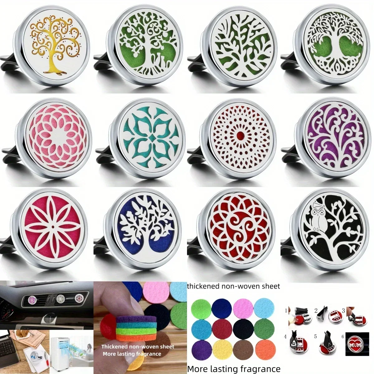 1pc Refillable Car Air Freshener Perfume Diffuser Clip, Auto Air Vent Car Interior Accessories, Car Aromatherapy Diffuser