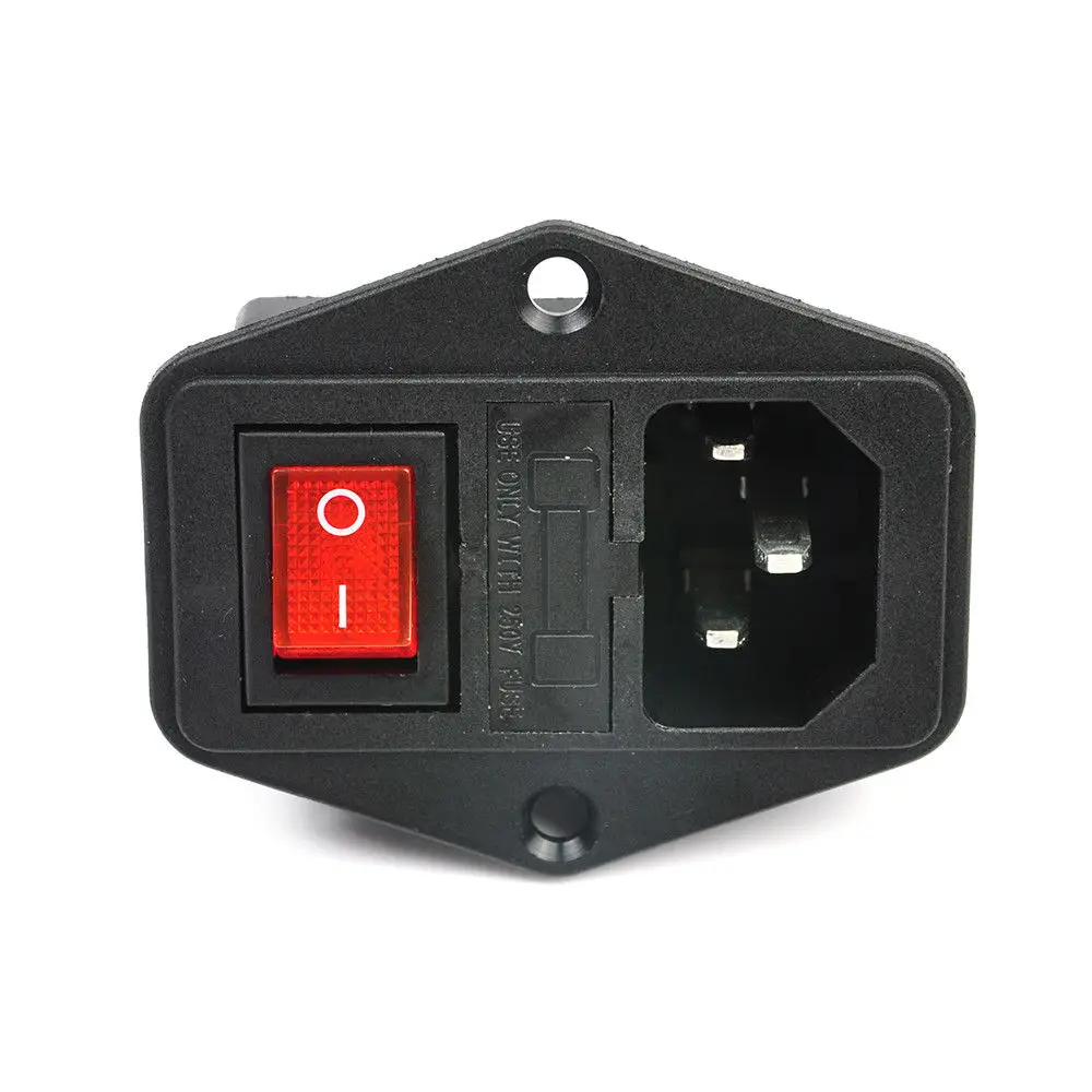 AD41-New 3 broches Iec320 C14 prise mâle d'entrée ca prise de courant avec interrupteur à fusible 10A