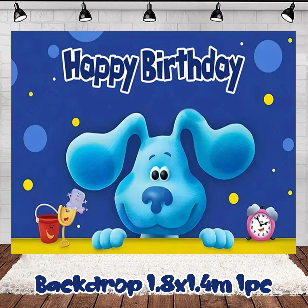 Dibujos animados pistas Blues cachorros tema fiesta de cumpleaños perro azul globo pastel Topper Banner telón de fondo educación temprana decoración de Baby Shower