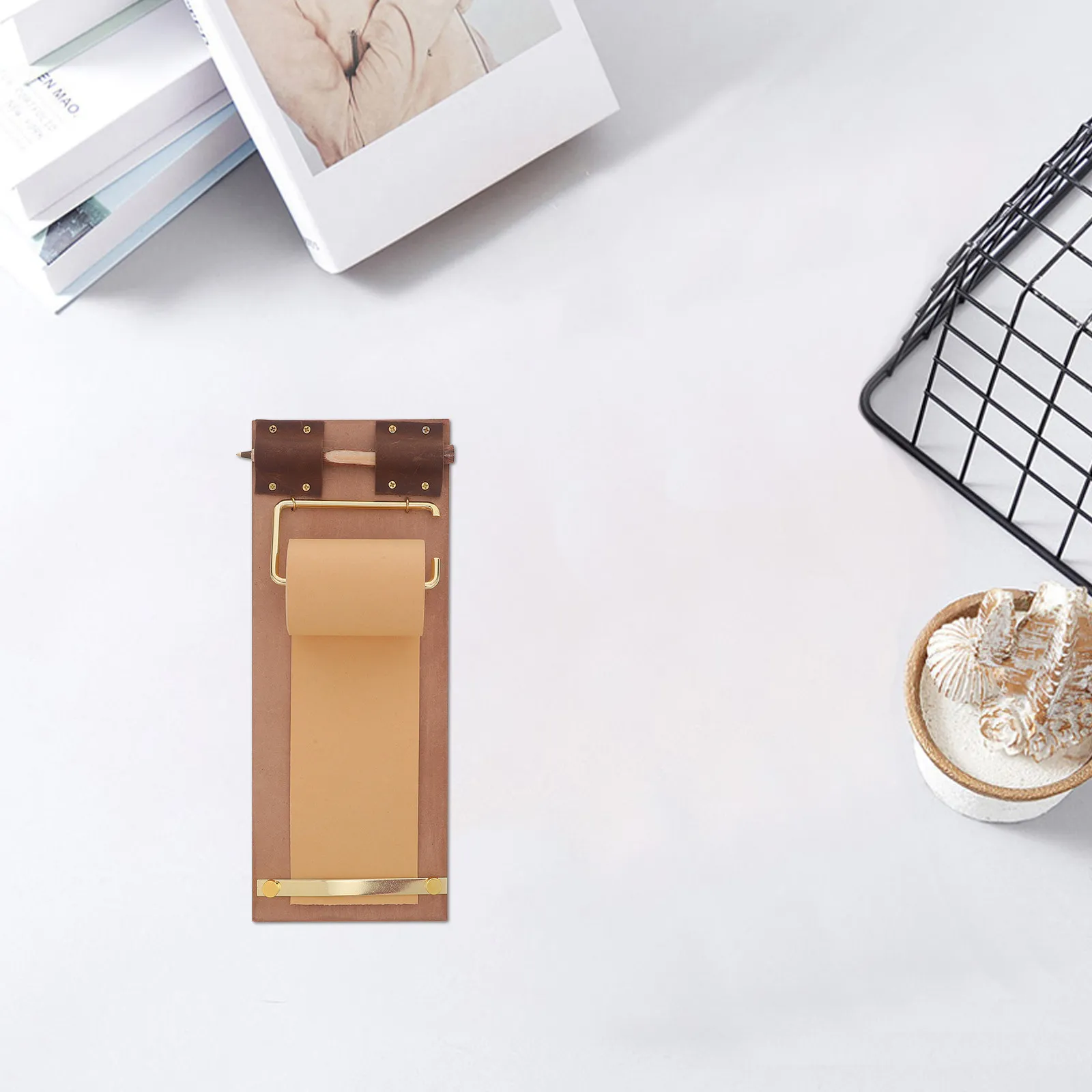 

Набор из 1 винтажного настенного блокнота с деревянной ручкой и сменным рулоном бумаги для кухни, офиса, школы, декоративный