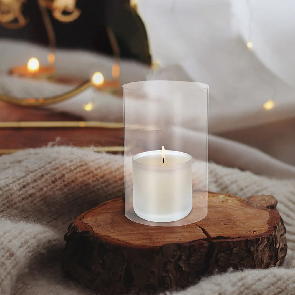 حامل زجاجي شفاف مقاس 6 × 4 بوصة، أكمام أسطوانية شفافة مقاومة للرياح، مفتوح كلا الطرفين لتزيين حفلات الزفاف المنزلية