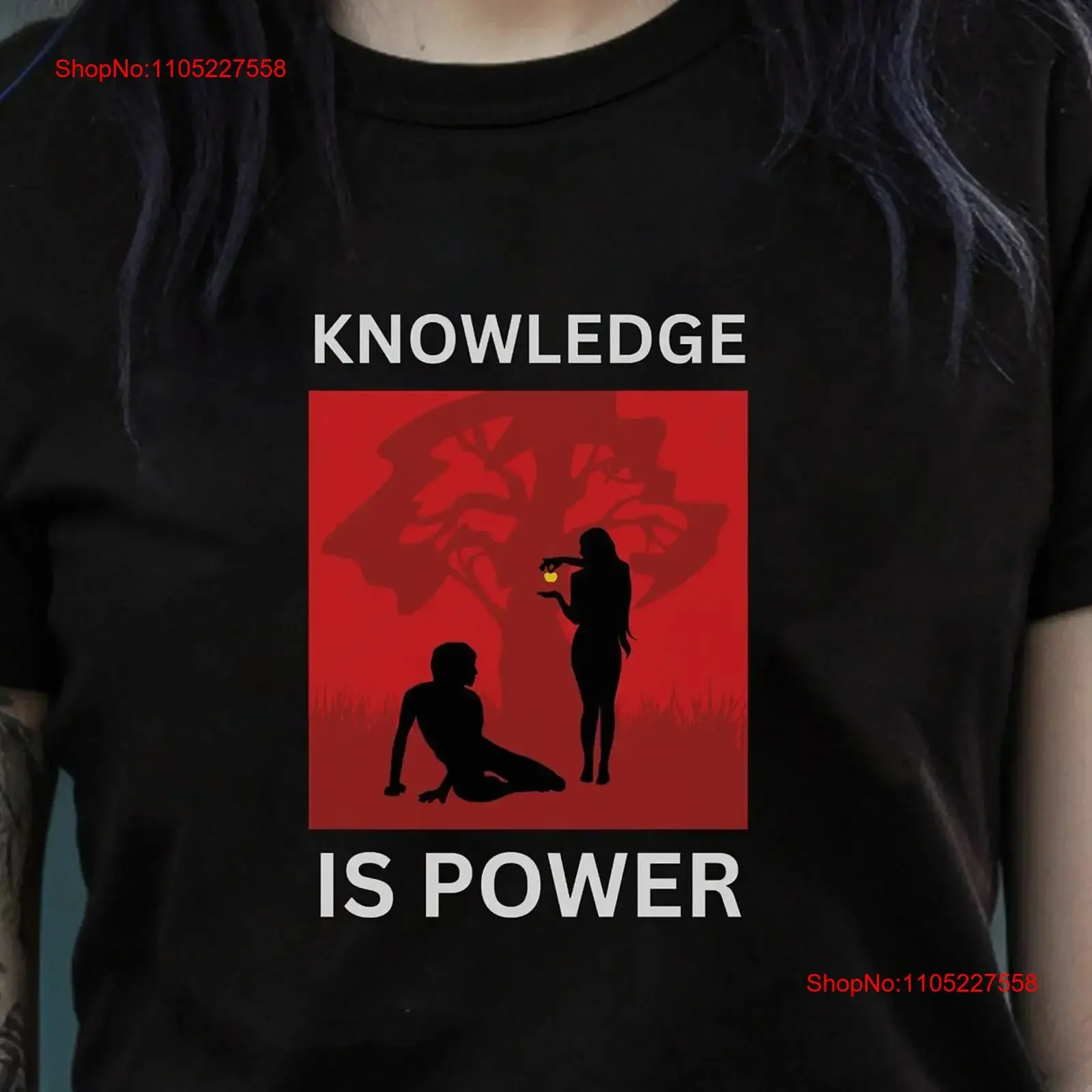 T-shirt féministe pour professeur de sciences, la connaissance est du pouvoir, anti-religion, athée, gothique, sombre, Lilith, Jardin d'Eden, vintage, délavé